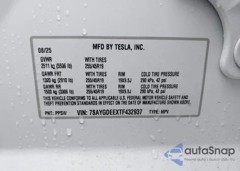 2026 Tesla Model Y Long Range Dual Motor All-Wheel Drive/Long Range Launch Series from USA, damaged, VIN 7SAYGDEEXTF432937